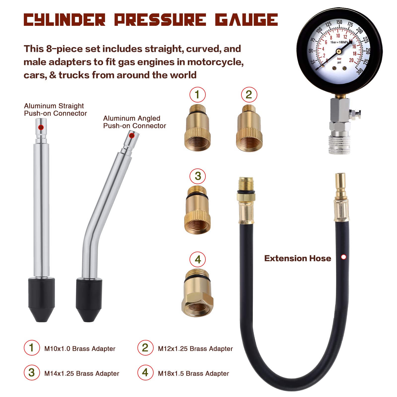 Tester Compressione Motori - Kit Per Test Cilindri Benzina E Diesel - Foto 6