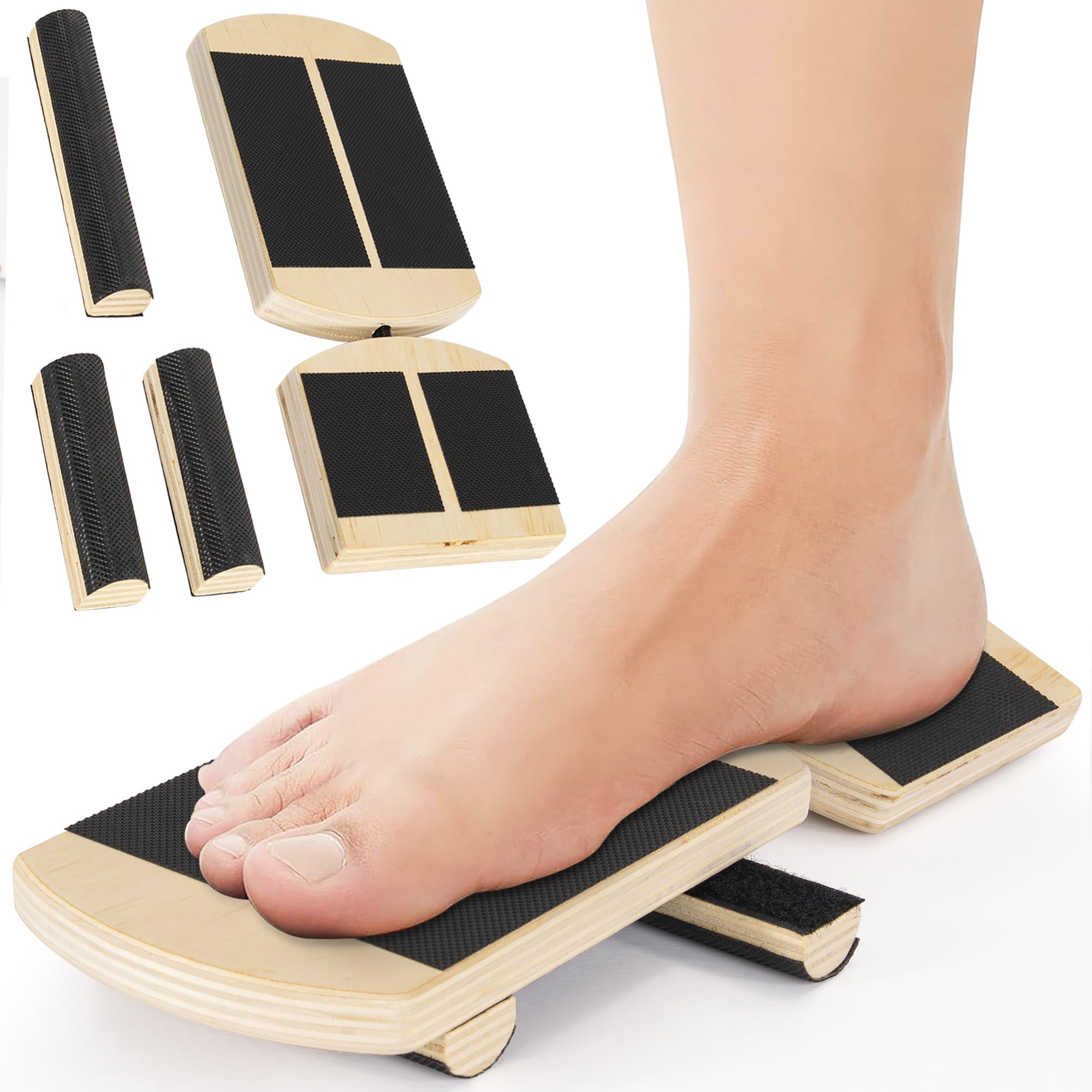 LASUK Adjustable Ankle Balance Board, Single Foot Balance Board, Wooden Ankle Strengthener with 2 Sidekicks, Versatile Ankle Strengthener for Foot Sprains Train, Physical Therapy, Balance Training
