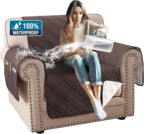 Miniatura 21 de H.VERSAILTEX Fundas de sofá 100% impermeables para mascotas, fundas deslizantes modernas para sofás/sofás, funda de sofá gruesa y suave lavable