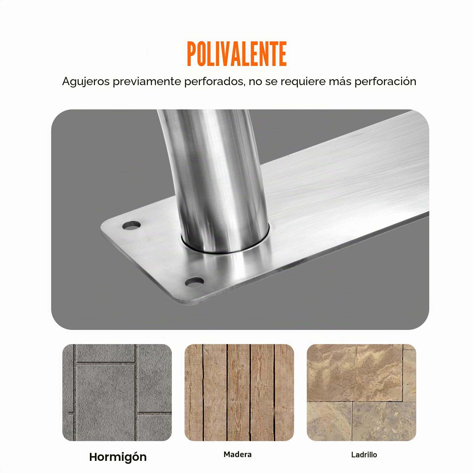 VEVOR Barandilla para Piscina 762x762 mm Pasamanos para Piscina de Acero Inoxidable con Placa Base 2 Piezas Barra de Seguridad Antioxidante para Piscinas, Interiores, Exteriores, Terrazas, Spas