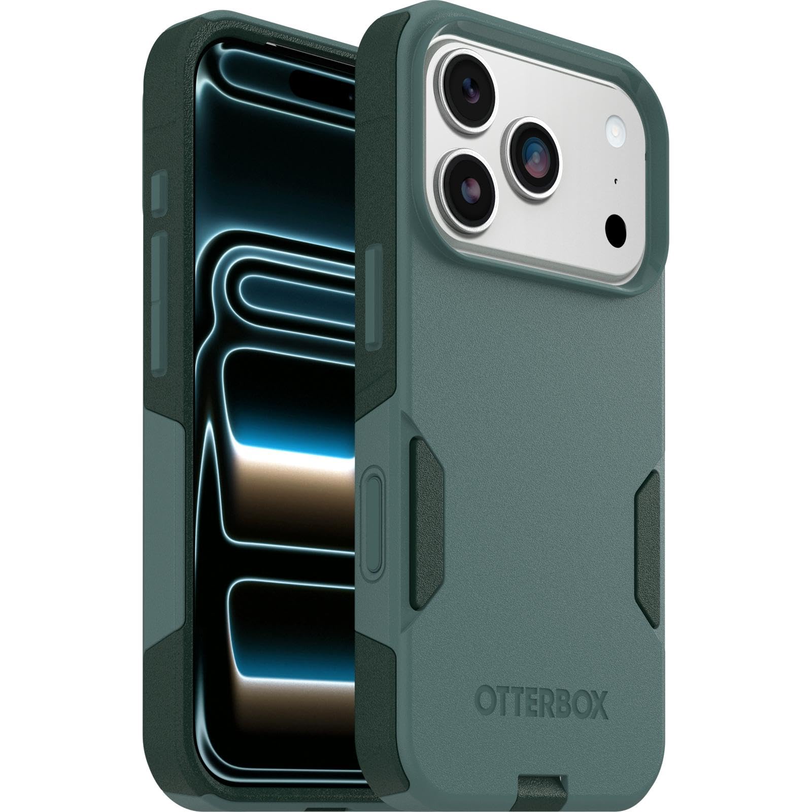 OtterBox Paquete solo para iPhone 17 Pro (solamente): funda MagSafe de la serie Commuter y protector de pantalla, diseño de artemisa (verde), imanes integrados, delgada y protectora, con protección de
