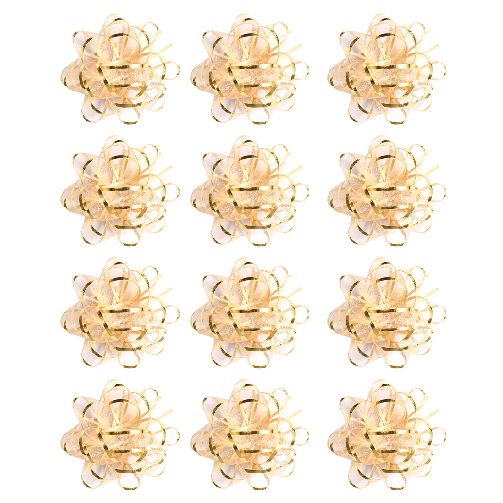Lazos Decorativos Autoadhesivos Dorados para Regalo, Cinta Envolver, 12 Piezas
