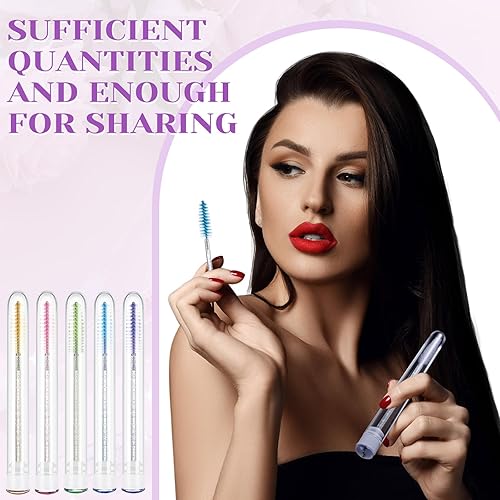 Miniatura 9 de Juego de 200 tubos de varita de rímel, 100 carretes de pestañas para extensiones de pestañas, 100 piezas de cepillo de rímel vacío de diamante,