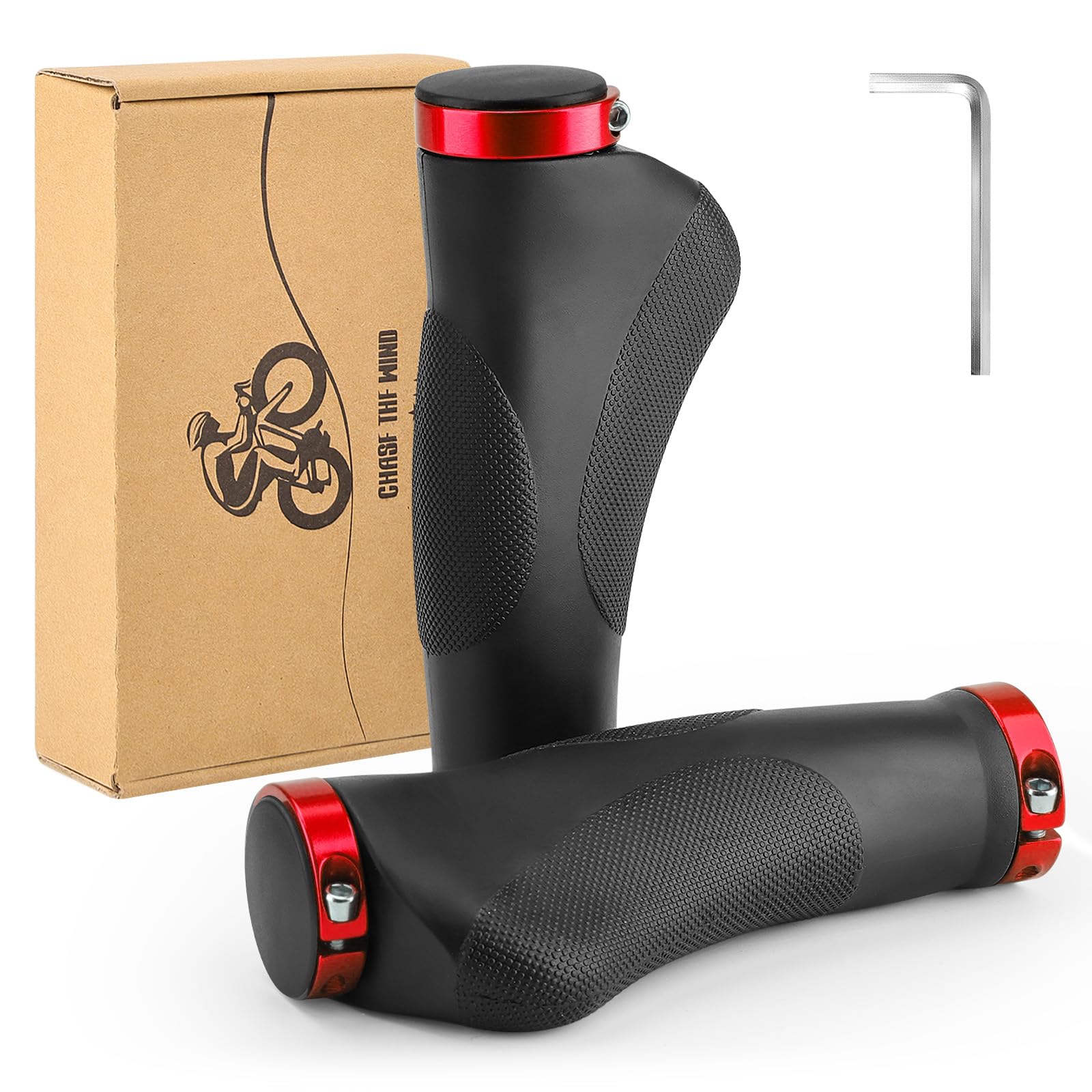GXCROR Ergonomische Fahrradgriffe mit Anti-Rutsch-Punktdesign | Stoßdämpfende Lenkergriffe aus Gummi für Mountainbikes | 130mm Sicherheitsgriffe