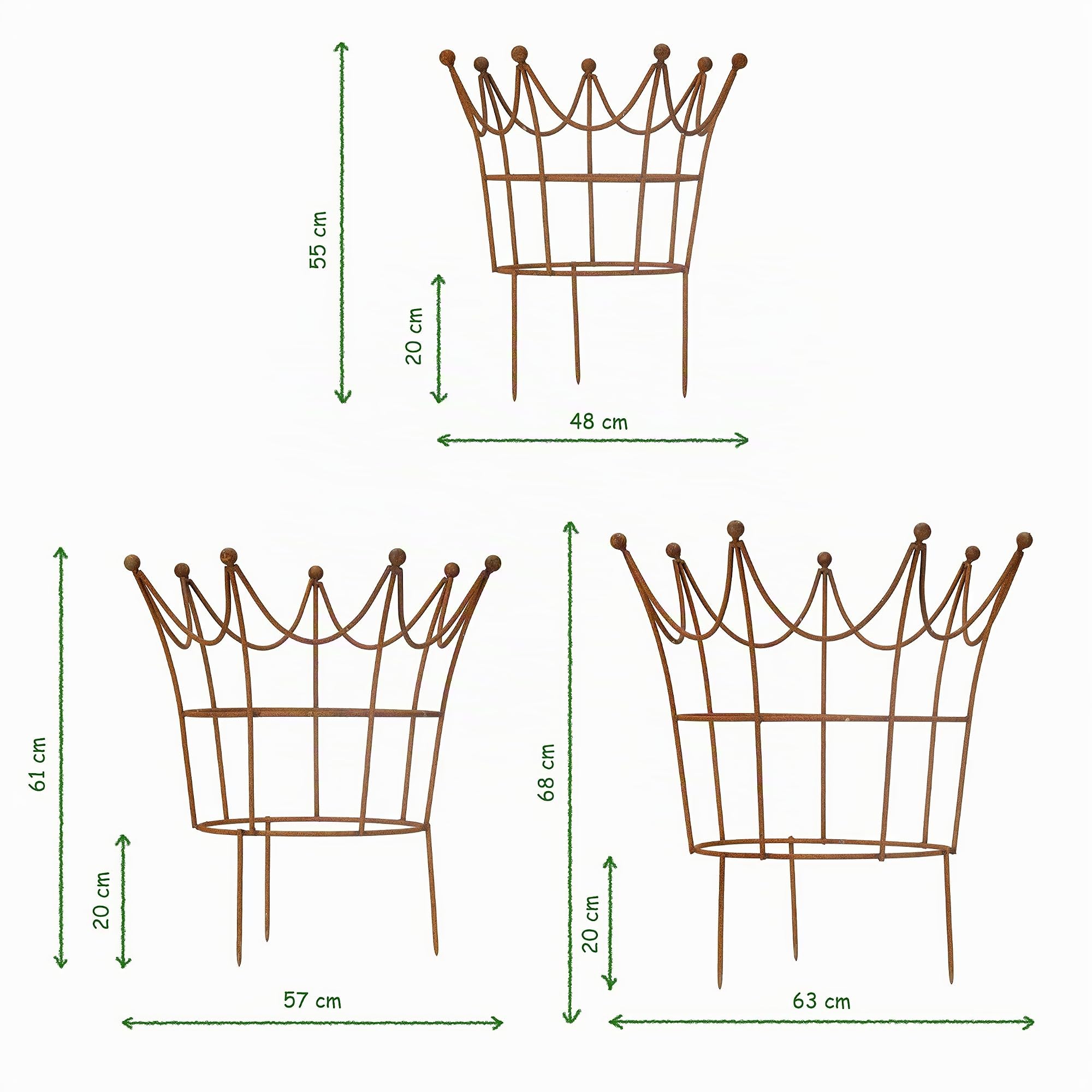 Rankgitter Rankhilfe Krone Rankgerüst Metall Eisen Rost Deko Staudenhalter rund (63cm breit)