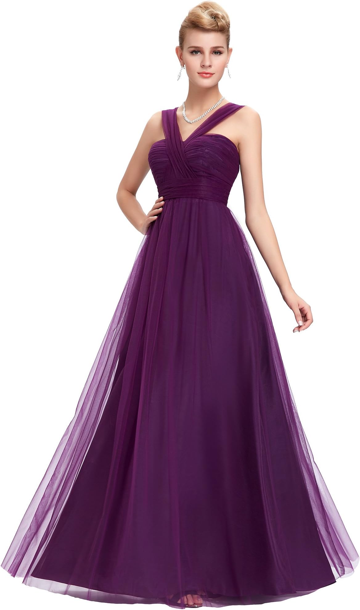 GRACE KARIN Women Ruched Bust Floor Long Evening Dresses Purple Size 6