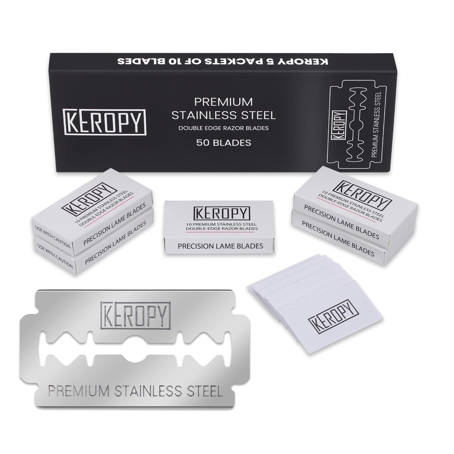 Amazon.com: KEROPY Double Edge Safety Razor Blades-50 Count Premium ...
