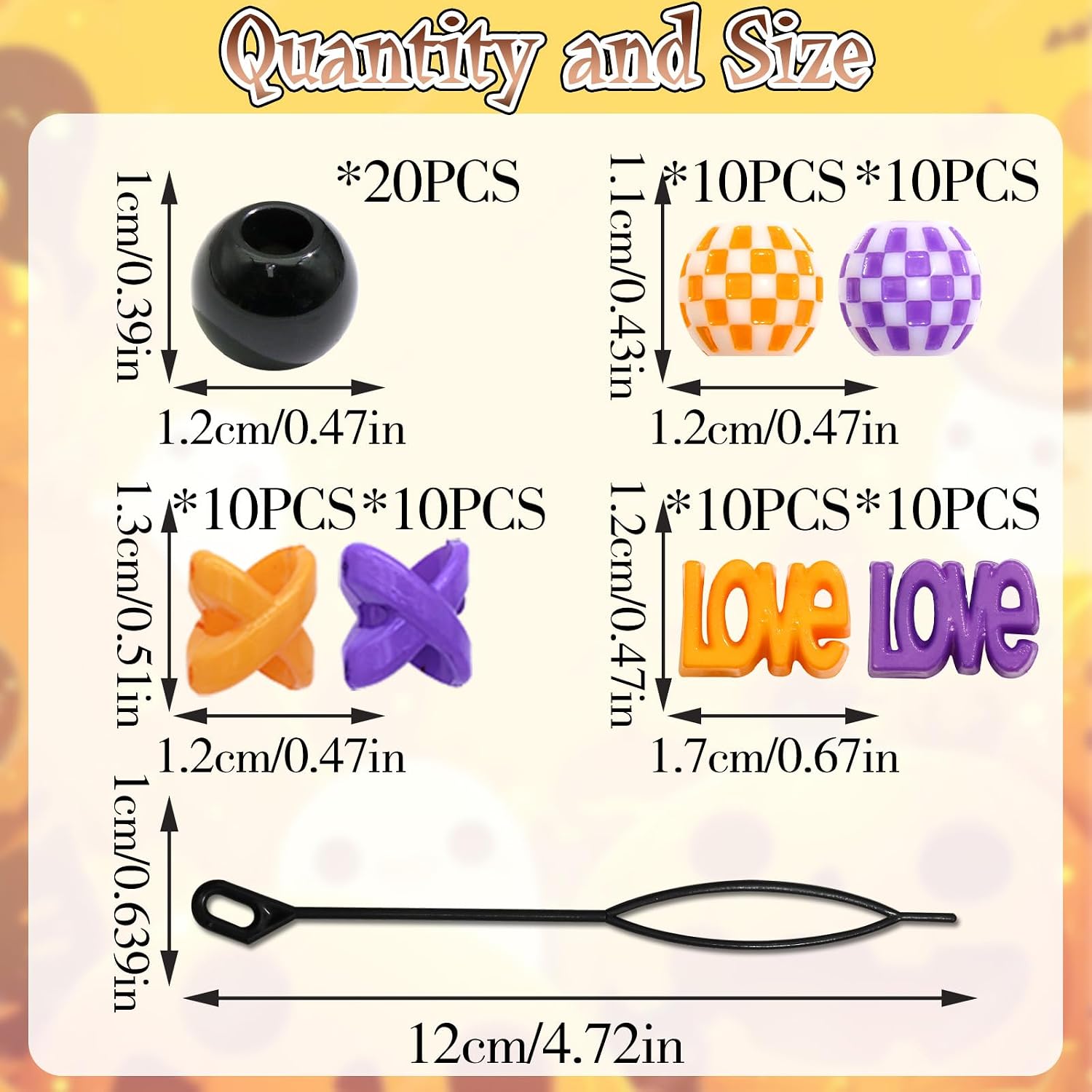 NAISKA 80PCS Colorful Hair Beads for Kid Large Beads Dreadlock Jewelry for Braids Multi Shape Pony Bead Loc Dreadlock Accessories Cute Braids Hair Decoration for Women and Girls image 2