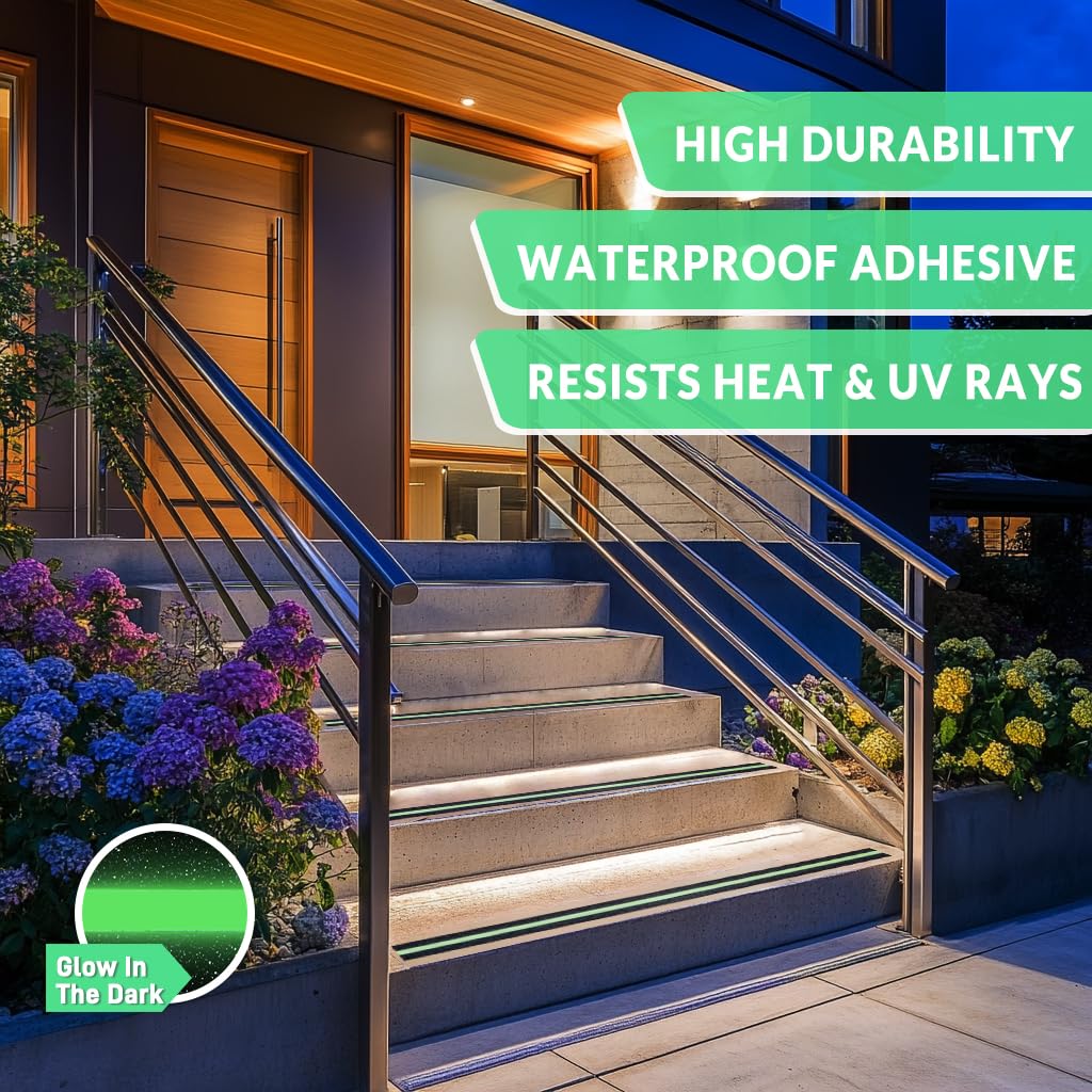 LifeGrip Anti Slip Traction Tape with Glow in Dark Green Stripe, 2 Inch x 15 Feet - Best Grip Tape, Friction, Abrasive Adhesive for Stairs, Tread Step, Indoor and Outdoor, Black (2" X 15') - Image 4