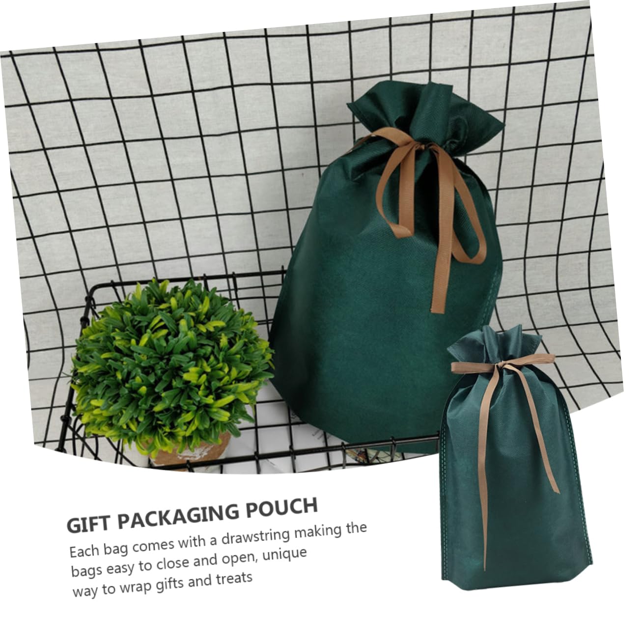 Ipetboom 10pcs Fashion Non-woven Drawstring Bags Elegant Packaging Pouches for Home Travel Storage Solid Color Design for Weddings Jewelry Treats