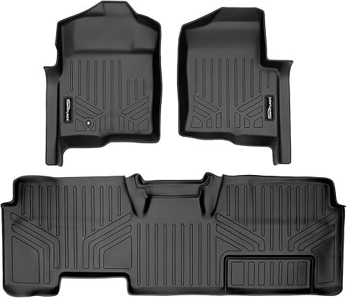 SMARTLINER Juego de alfombrillas de piso de ajuste personalizado de 2 filas para Ford F-150 2009-2010