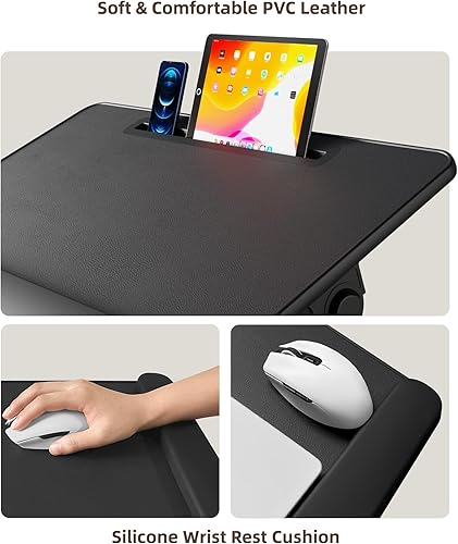 Miniatura 5 de Escritorio de cama para laptop, escritorio de regazo mejorado para cama con ranura ajustable en ángulo para tableta, mesa plegable con cajón de