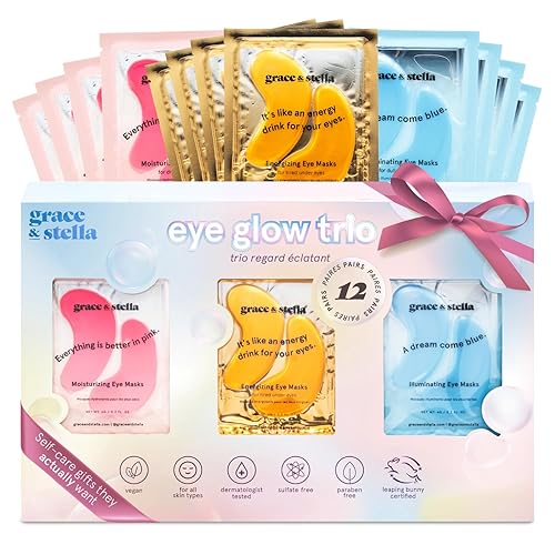 grace & stella Award Winning Under Eye Patches (12 pairs) Eye Masks for Puffy Eyes & Dark Circles - Birthday Gifts for Women, Bachelorette Party Favors, Bridesmaid, Self Care, Relaxation Gifts for Her - Gift Set (12 Pairs)