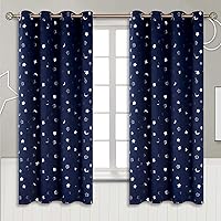 Vista 75 de BGment - Cortinas opacas para dormitorio infantil, con ojales, con aislamiento térmico, estampado de estrellas plateadas, para oscurecer