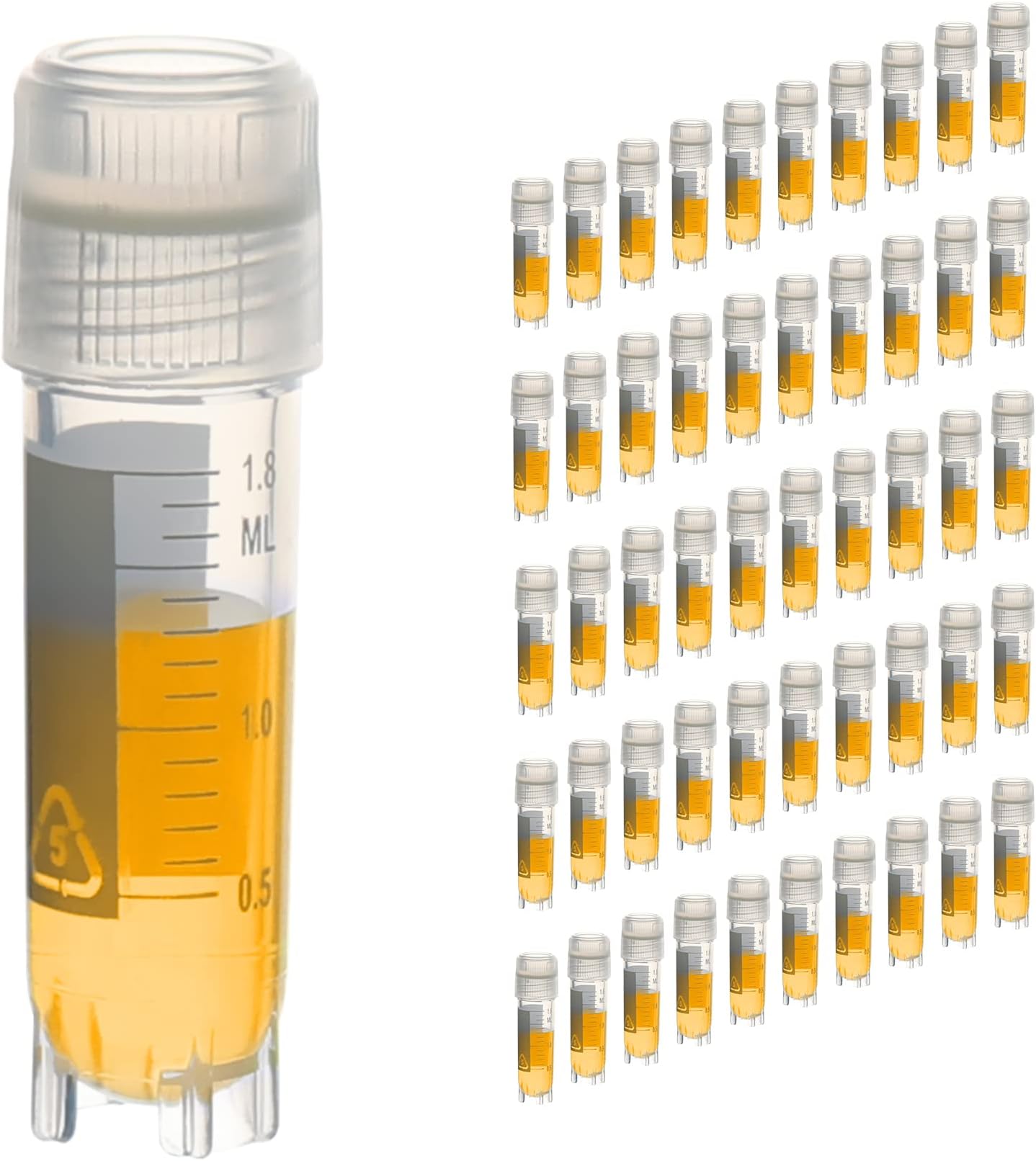 ULAB Cryotube, 2ml Graduated Plastic Cryovial Cryogenic Vial Tube Self Standing with Cap, Gamma sterile, UCP1005