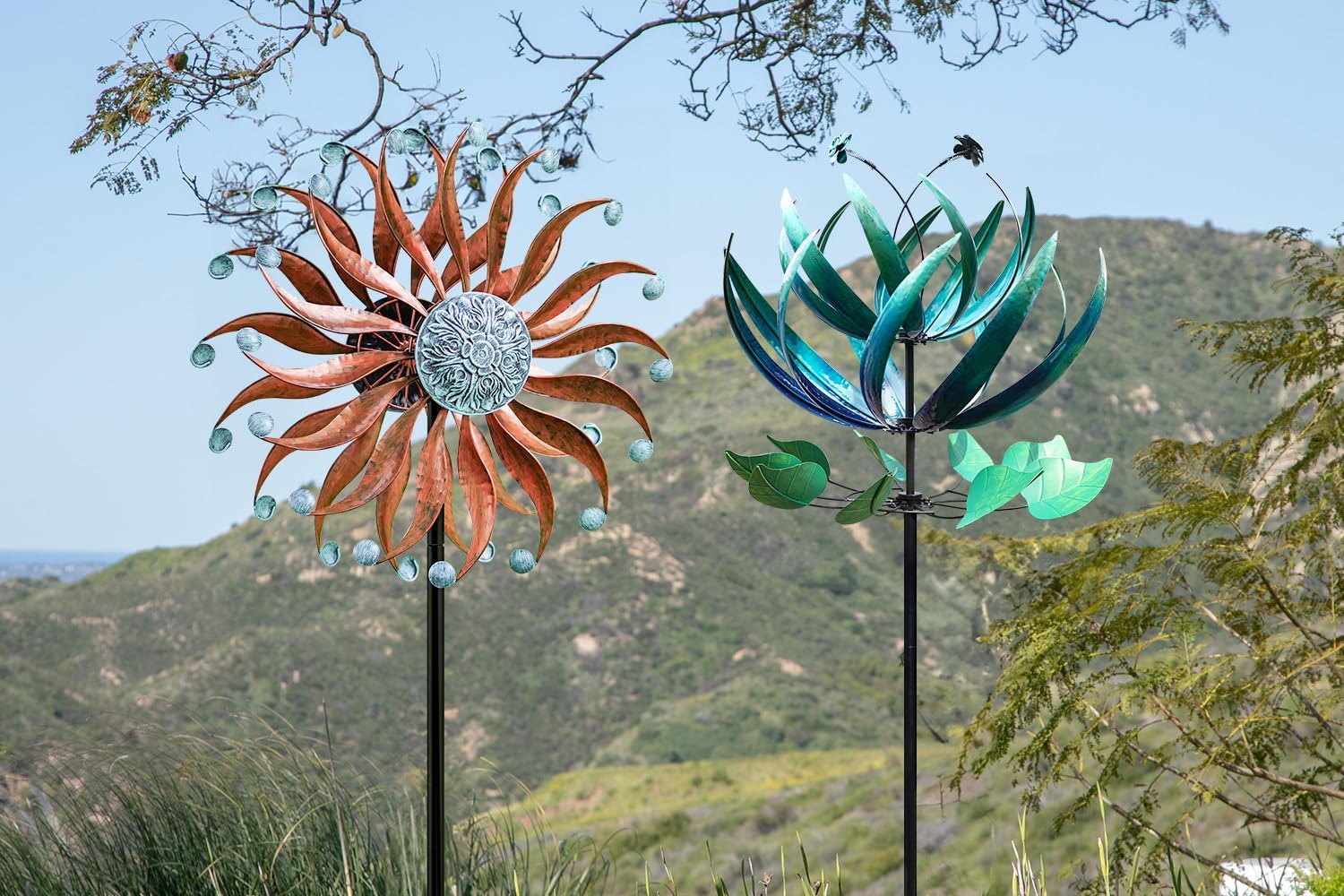 LimeHill Willow Leaf Wind Spinner and Blue Lotus Wind Spinner