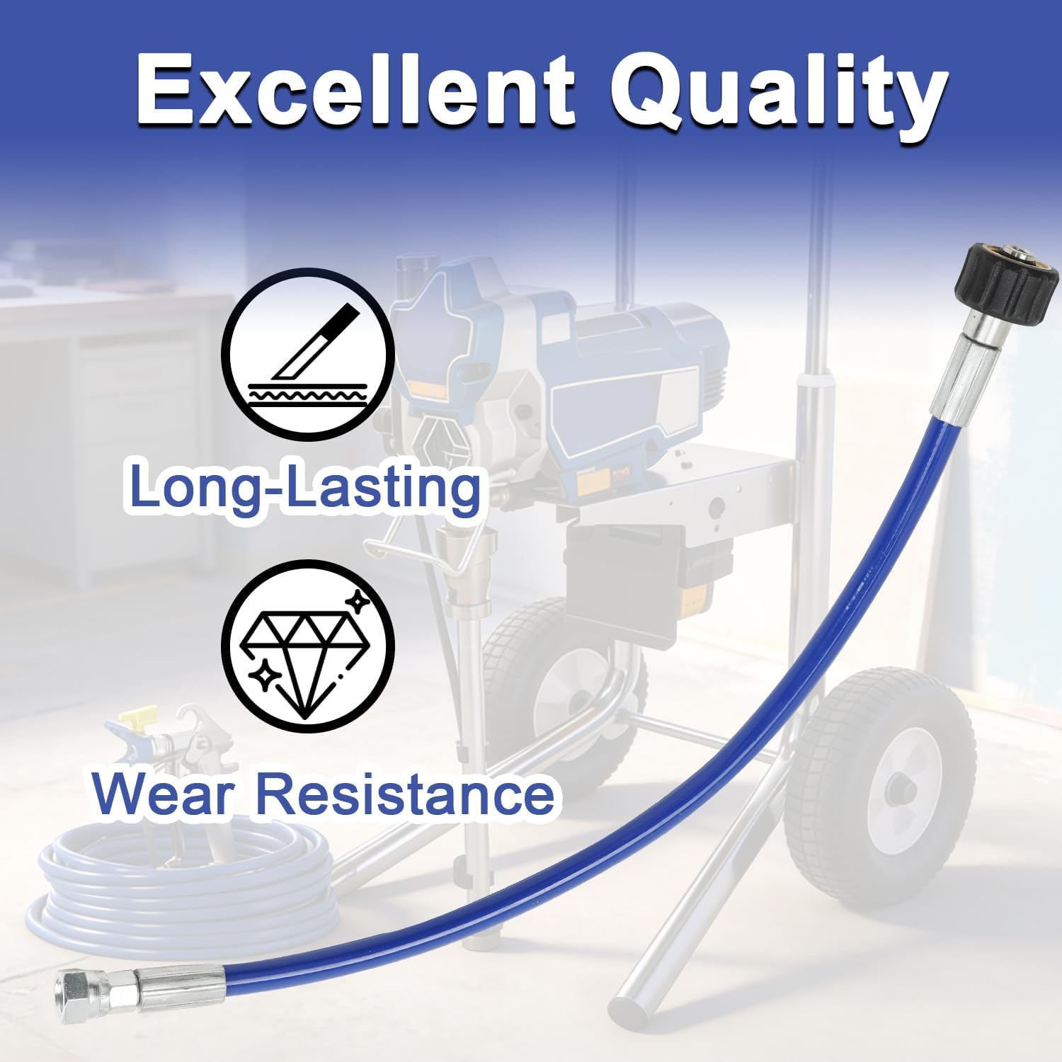 Airless Sprayer Coupled Hose, Piston Pump Side Tube Compatible with Graco 390 395 490 495 595 PC 0.5 Inch Replace#:24W830 Blue