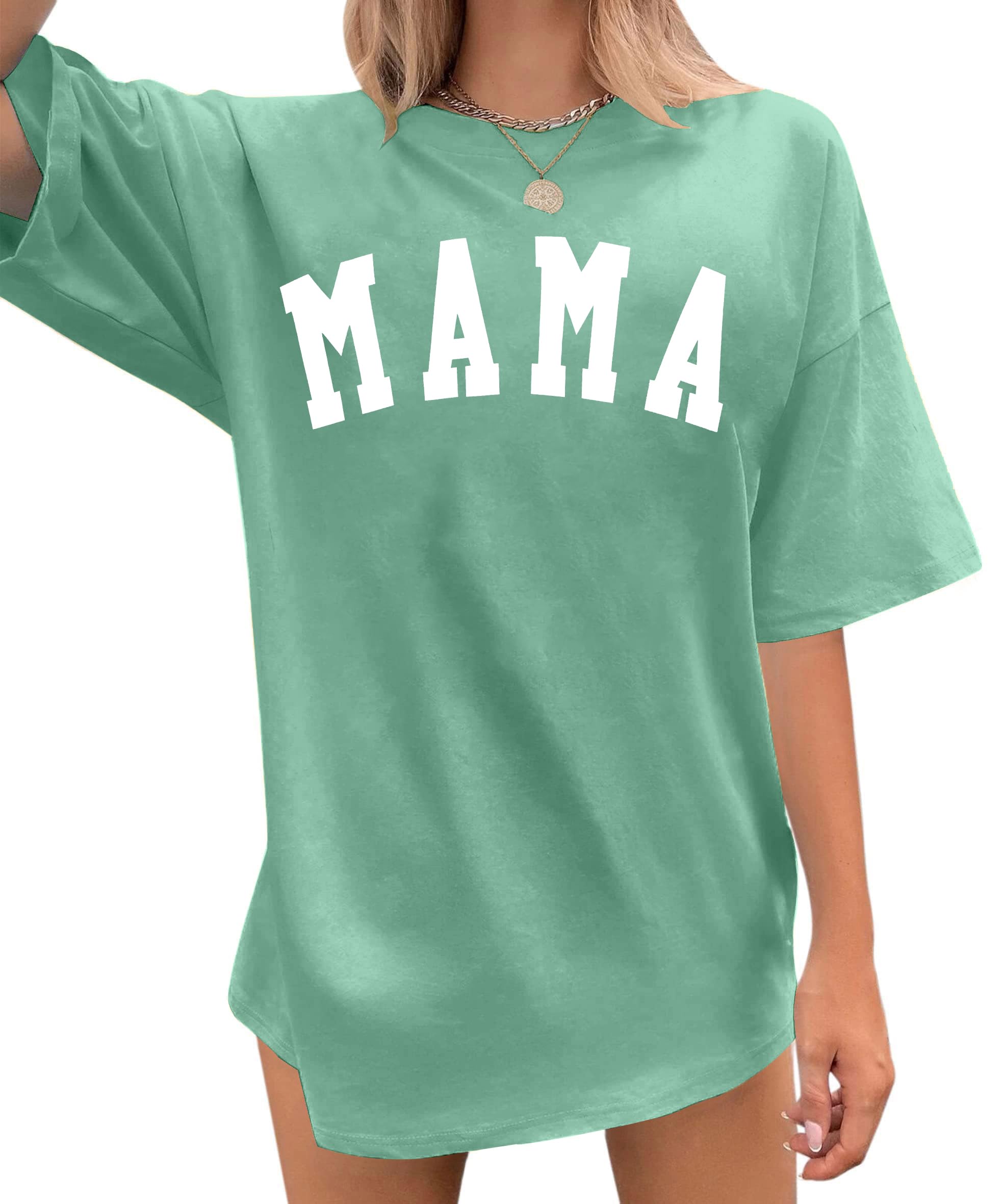 Women's Mama Shirt: Oversized Mama Shirts Trendy Mom T Shirt Loose Casual Summer Shirts Letter Print Short Sleeve Tops