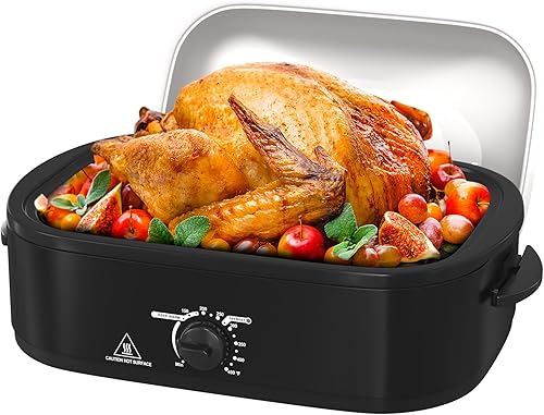 Miniatura 10 de Horno tostador eléctrico de 26 cuartos de galón, horno eléctrico de pavo con tapa de visualización y autohilvanado, gran asador con función de
