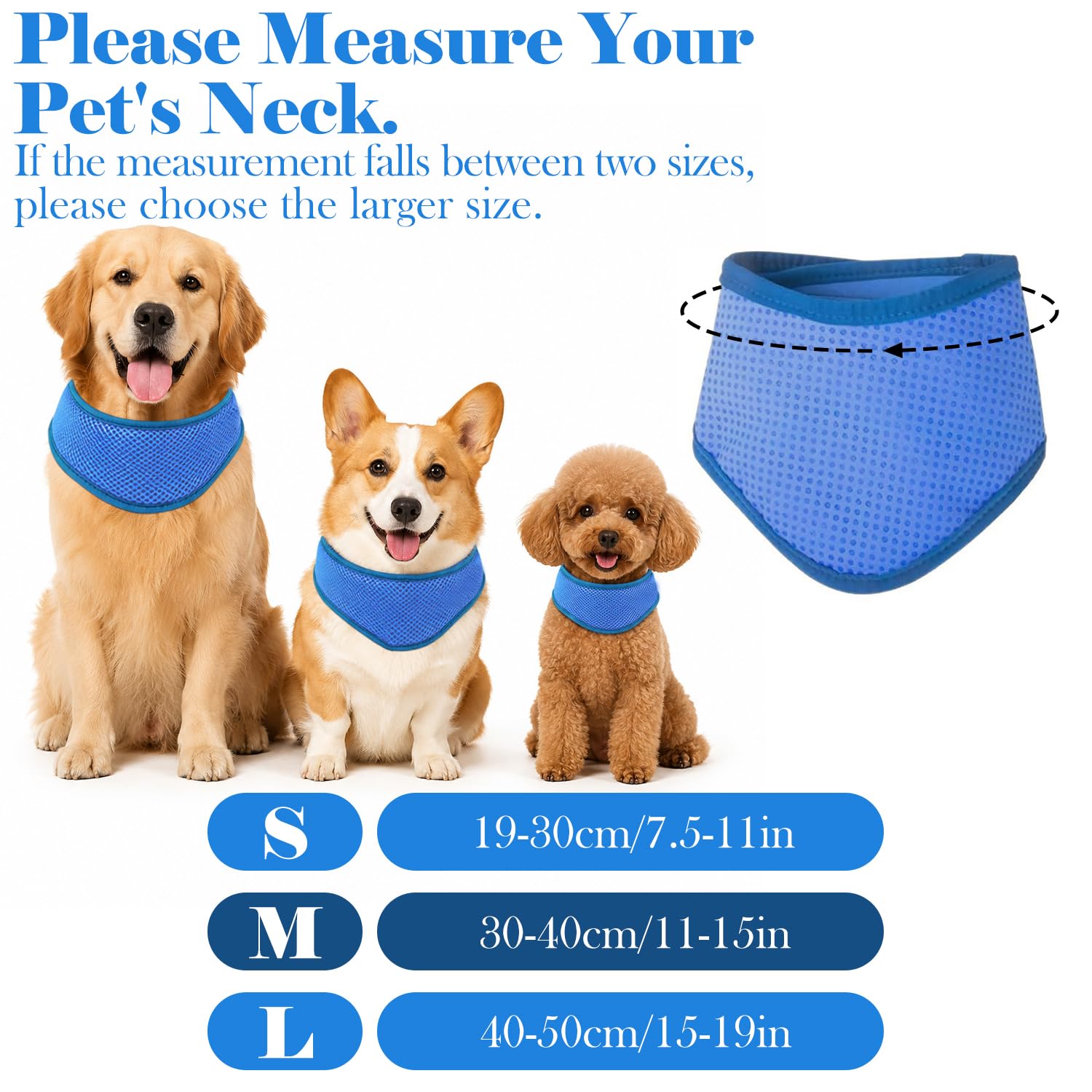 Kühlbandana für Hunde, 2er Pack, EIS-Halsbänder, verhindert Sonnenstich, Rosa & Blau, M