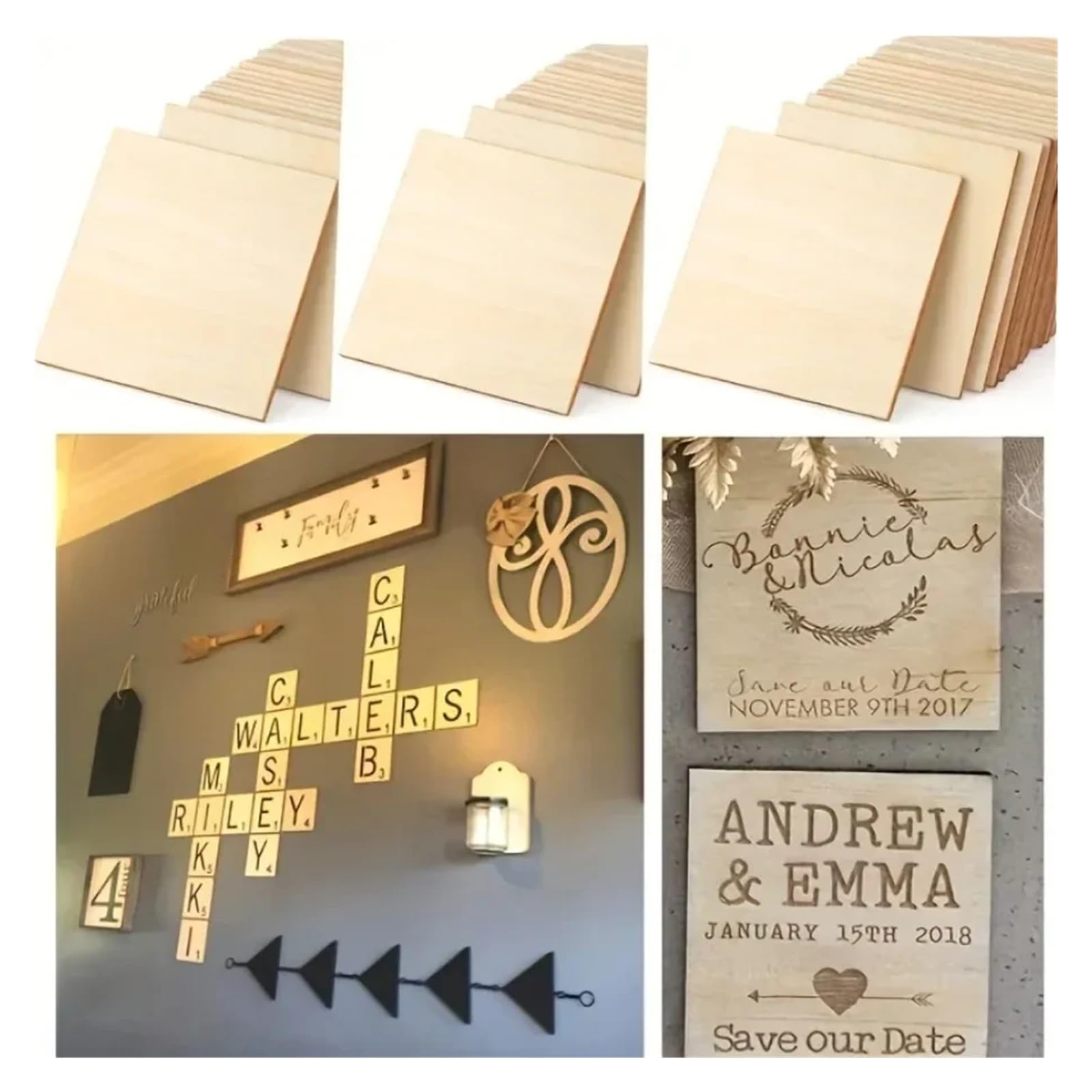 Tallar madera 4/8/16/30 piezas de madera contrachapada de tilo sin terminar, 4 x 4 pulgadas, 2 mm de grosor, para manualidades, grabado láser, palos de madera para quemar madera (rotundidad 10 x 10 cm