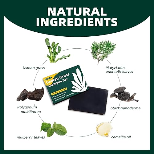 Miniatura 3 de Barra de champú natural Usman Grass, cubre el cabello gris, barra Usma para engrosar y oscurecer el cabello, la solución definitiva para el