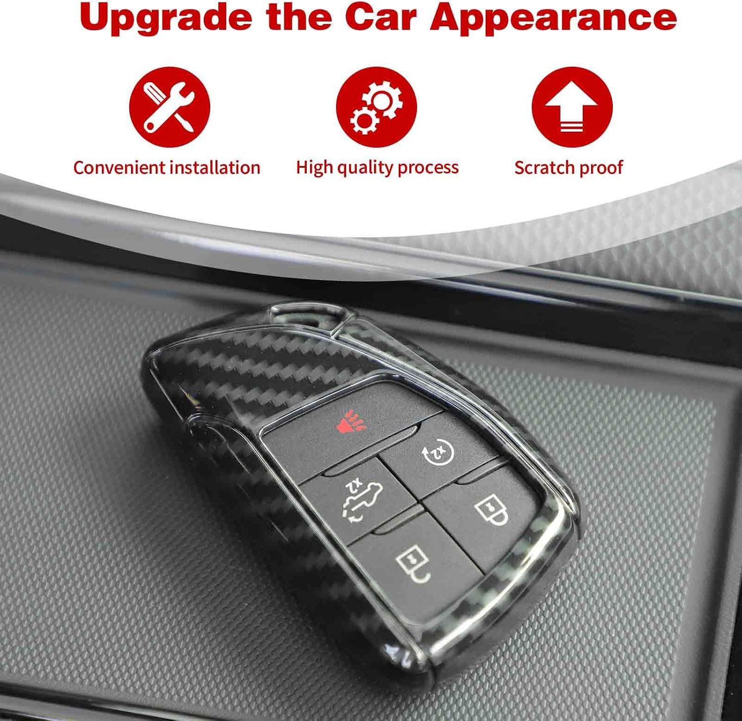 for Silverado Key Fob Shell Cover Case for Chevy Silverado Suburban Tahoe 2020 2021 2022 2023 2024 Carbon Fiber Accessories