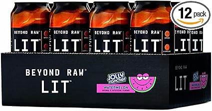 Amazon Com Beyond Raw Lit On The Go Ready To Drink Cans Contains Caffeine L Citruline And Beta Alanine Nitrix Oxide Preworkout Supplement Jolly Rancher Watermelon 12 Cans Health Household