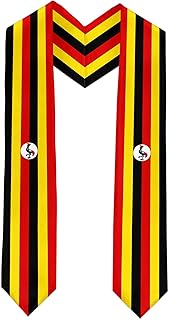 International Graduate Satin Stole Scarf with National Flag Design, 72" Graduation Sash