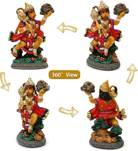 Miniatura 3 de alikiki Estatua hindú de Dios volador Hanuman  5.3 pulgadas de alto, Lord Hanuman, regalo indio perfecto para Diwali, Navratri, Dussehra,
