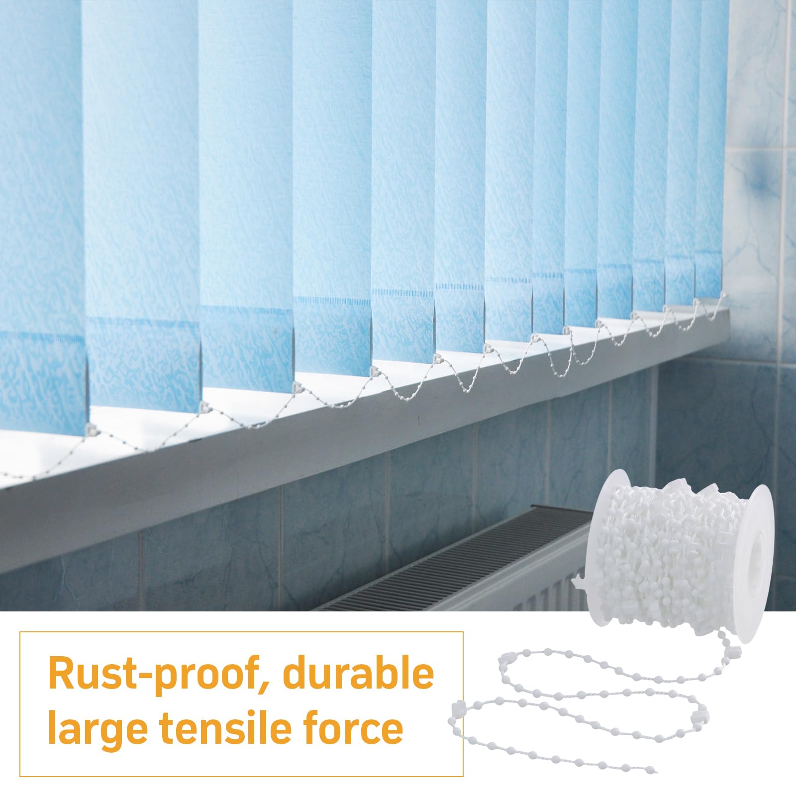 Catena Per Tende 10 Metri Con Connettori - Palline Per Tapparelle, Catenella Zanzariera, Accessori Tende - Foto 4