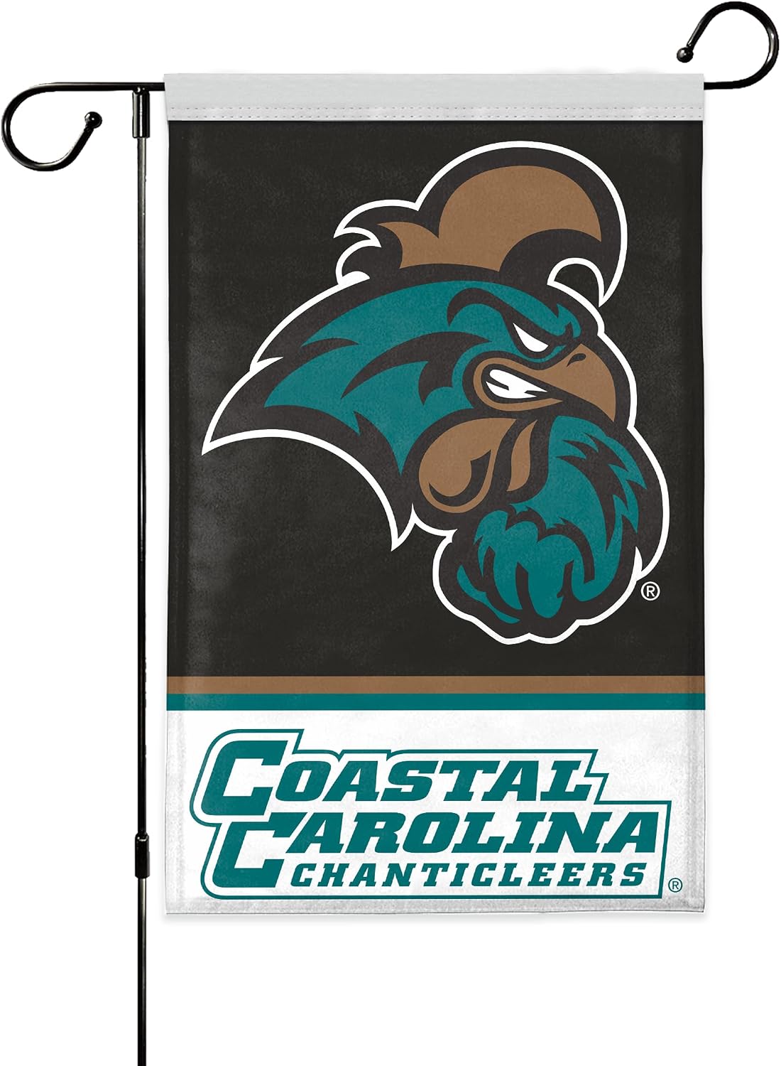 AGAS Coastal Carolina CCU University Yard Flag, 18 x 12 inch, For Outdoor Display and Events Single-Sided Polyester - With Flagpole