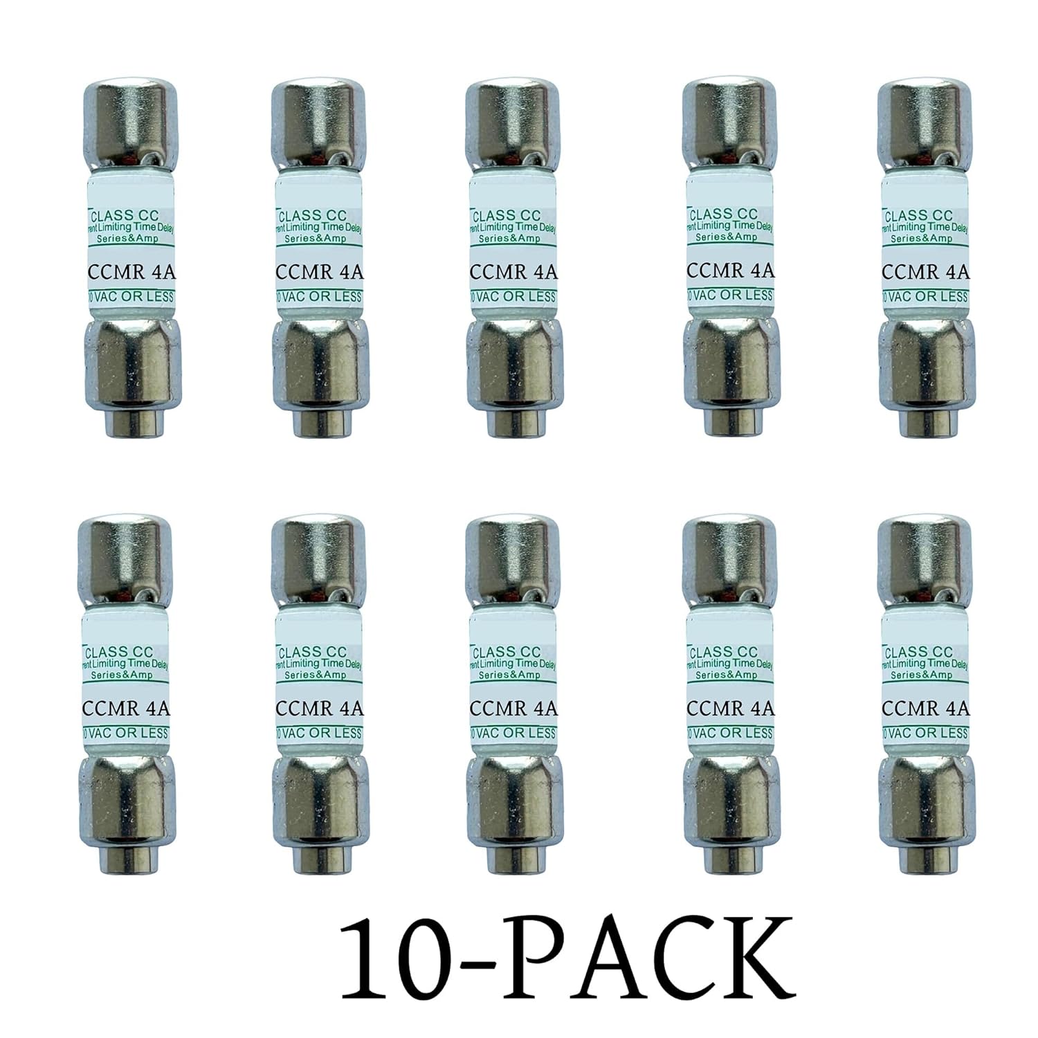 10-Pack New CCMR-4 CCMR 4A CCMR004 CCMR-4A 600Vac Time Delay Fuse，CCMR-4A Current Limiting Class CC Rejection Cartridge Fuses