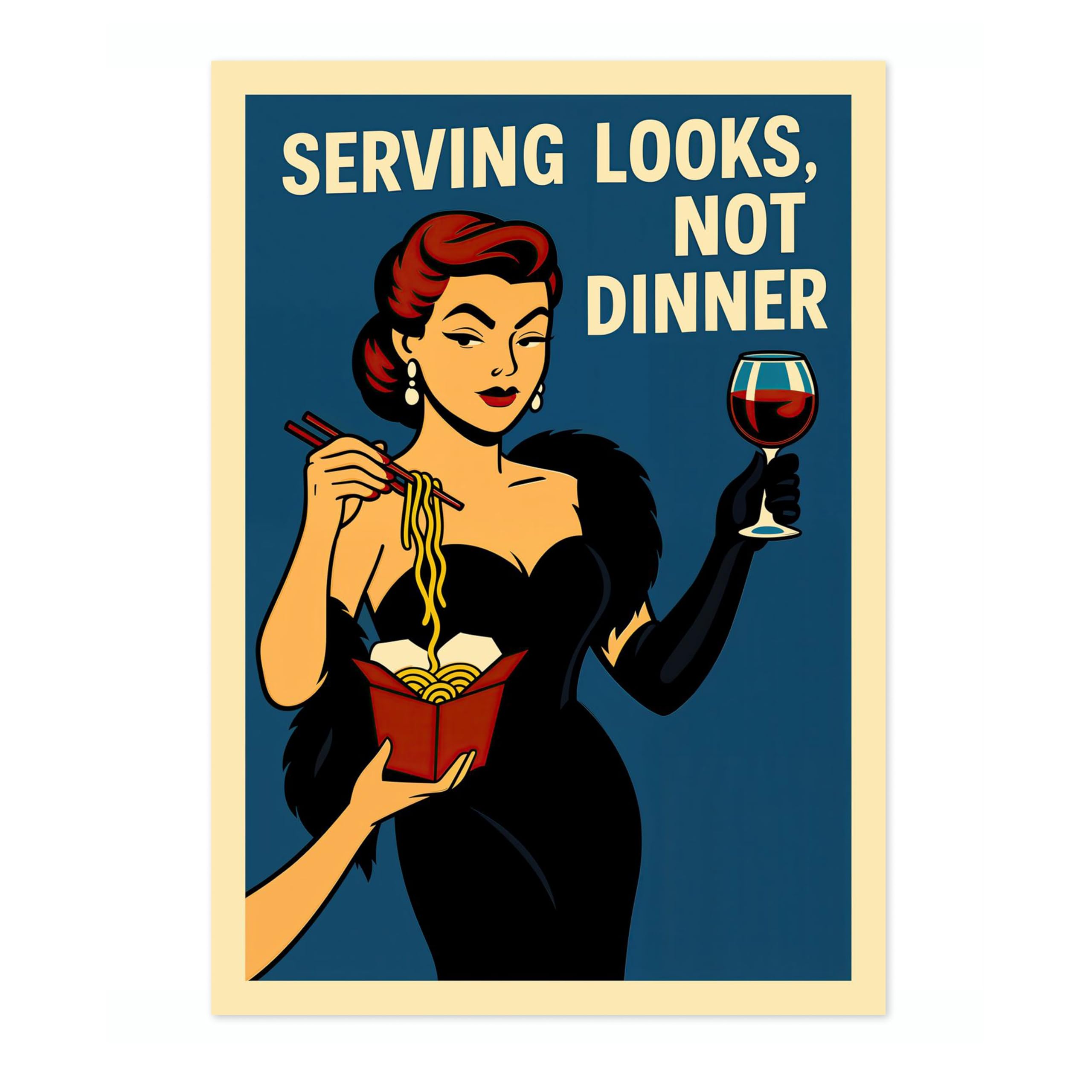 Animato Serving Looks, Not Dinner Poster, Vintage Retro Funny Print, Kitchen Wall Art, A1 (Print Only) - 84.1x59.4cm โ image 1