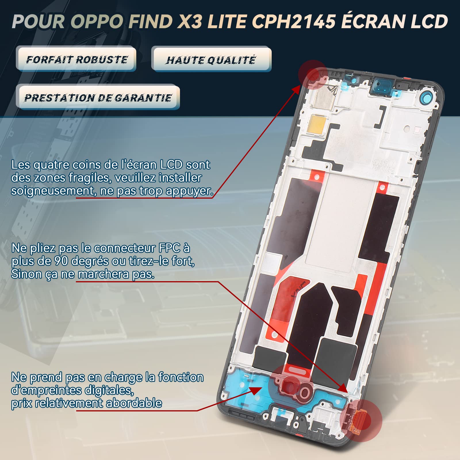 Écran LCD Tactile Complet Pour Oppo Find X3 Lite 5G CPH2145 - Remplacement Avec Outils, Noir Avec Cadre