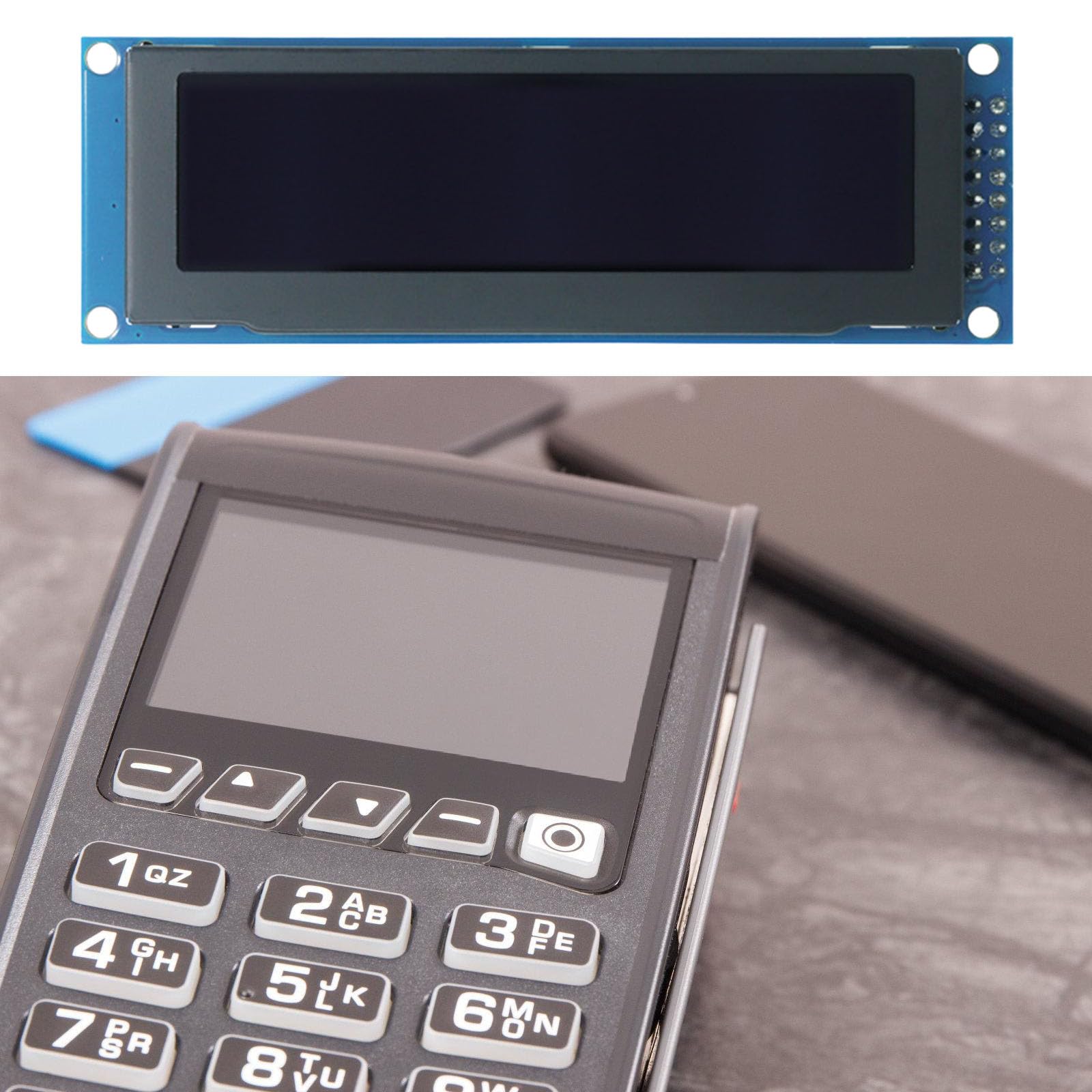 Módulo de pantalla en ángulo con amplio ángulo de visión y controlador SSD1322. Diseño de bajo consumo de energía para dispositivos portátiles. Pantalla de Oleds amplio ángulo de visión
