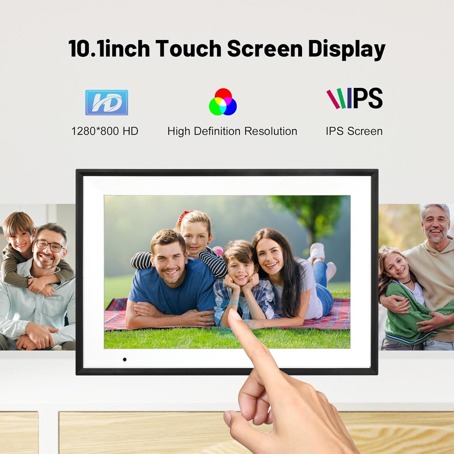 Cornice per foto digitale da 10,1 pollici con 32 GB di memoria, cornice digitale con touchscreen Full HD 1280 * 800 IPS, WiFi Smart Frame Condividi foto e video istantaneamente da qualsiasi luogo