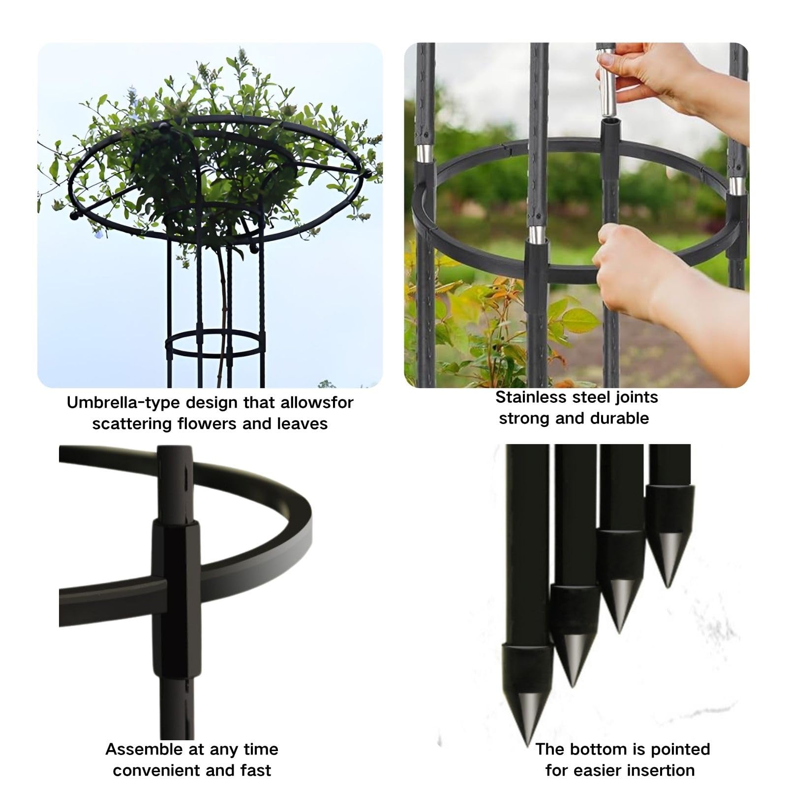 Genérico Enrejado para Plantas Trepadoras, Soporte para Jardín 90 120 150 180 210 cm Enrejado Jardin Exterior Desmontable, para Rosales y Tomateras de Interior y Exterior(Black,High: 210cm/6.9ft)