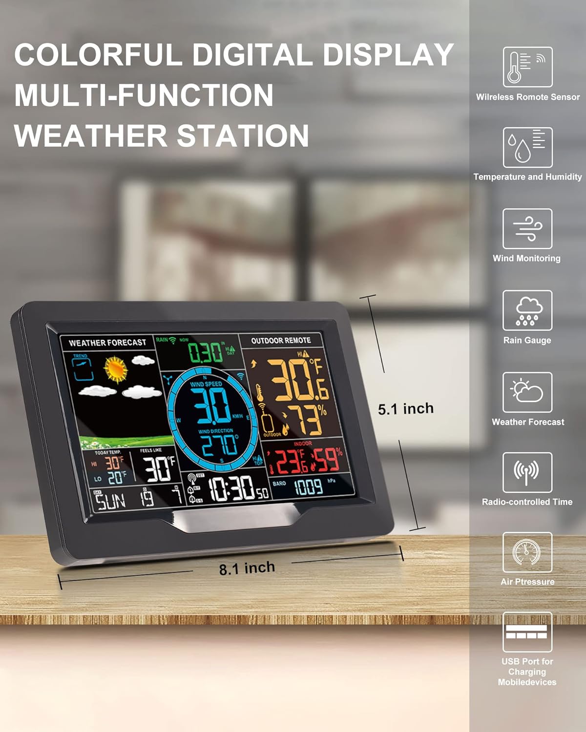 KALEVOL Weather Station Color Display with Measurements