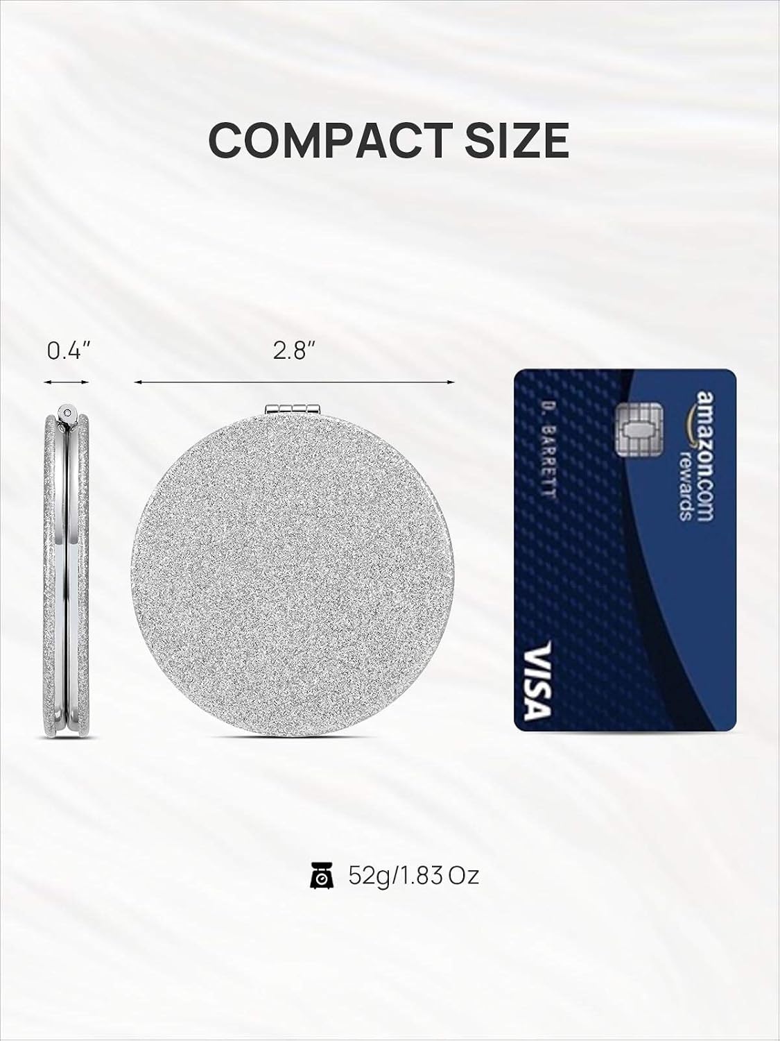 OMIRO Compact Mirror, Round PU 1X/3X Magnification, Ultra-Portable for Purses and Travel,Silver