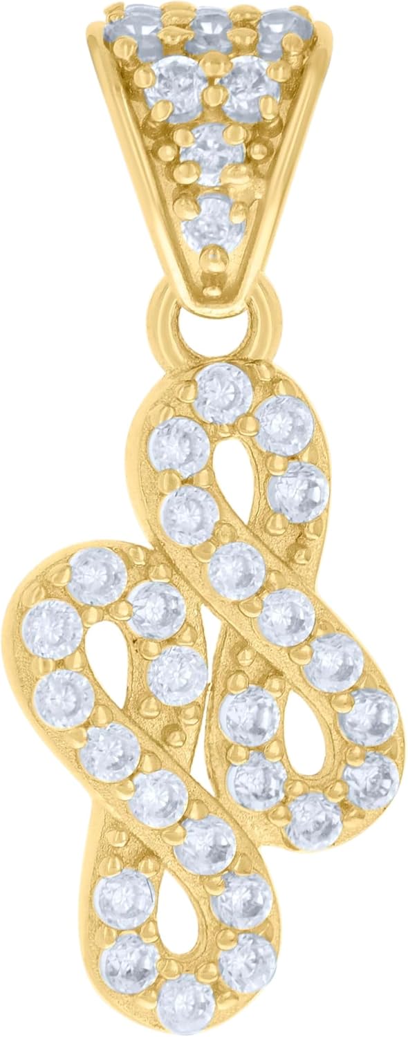 Jewels By Lux 10kt Yellow Gold Womens Cubic-Zirconia Double Infinity Charm Pendant