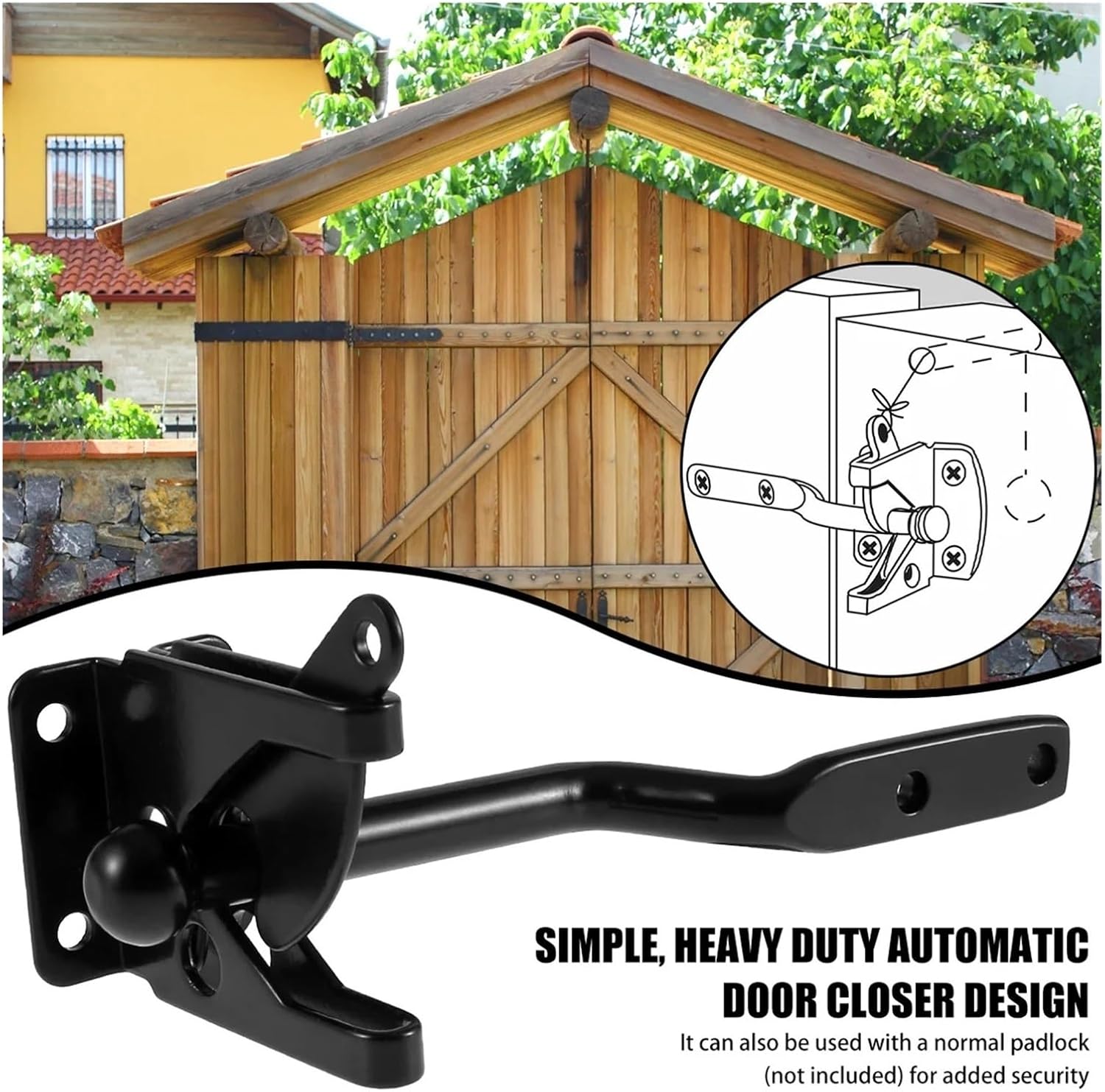 Barrel Bolt Latch Barrel Bolt Latch 2Set Gate Self Locking Catch Resistant Security Door Lock with Screws