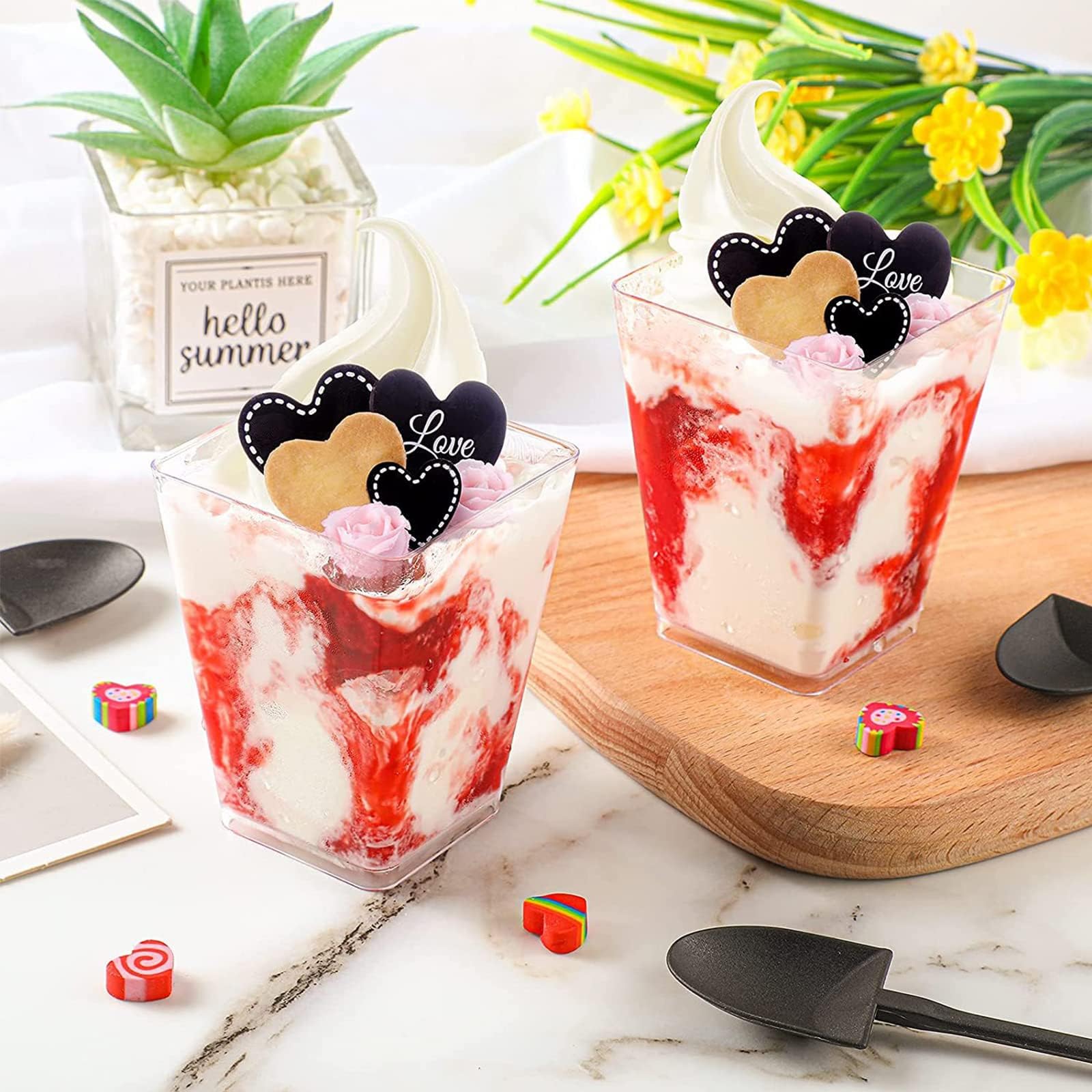 Plazotta Dessertbecher Set - 50 Stück 160ml Mit Löffeln Für Party & Hochzeit