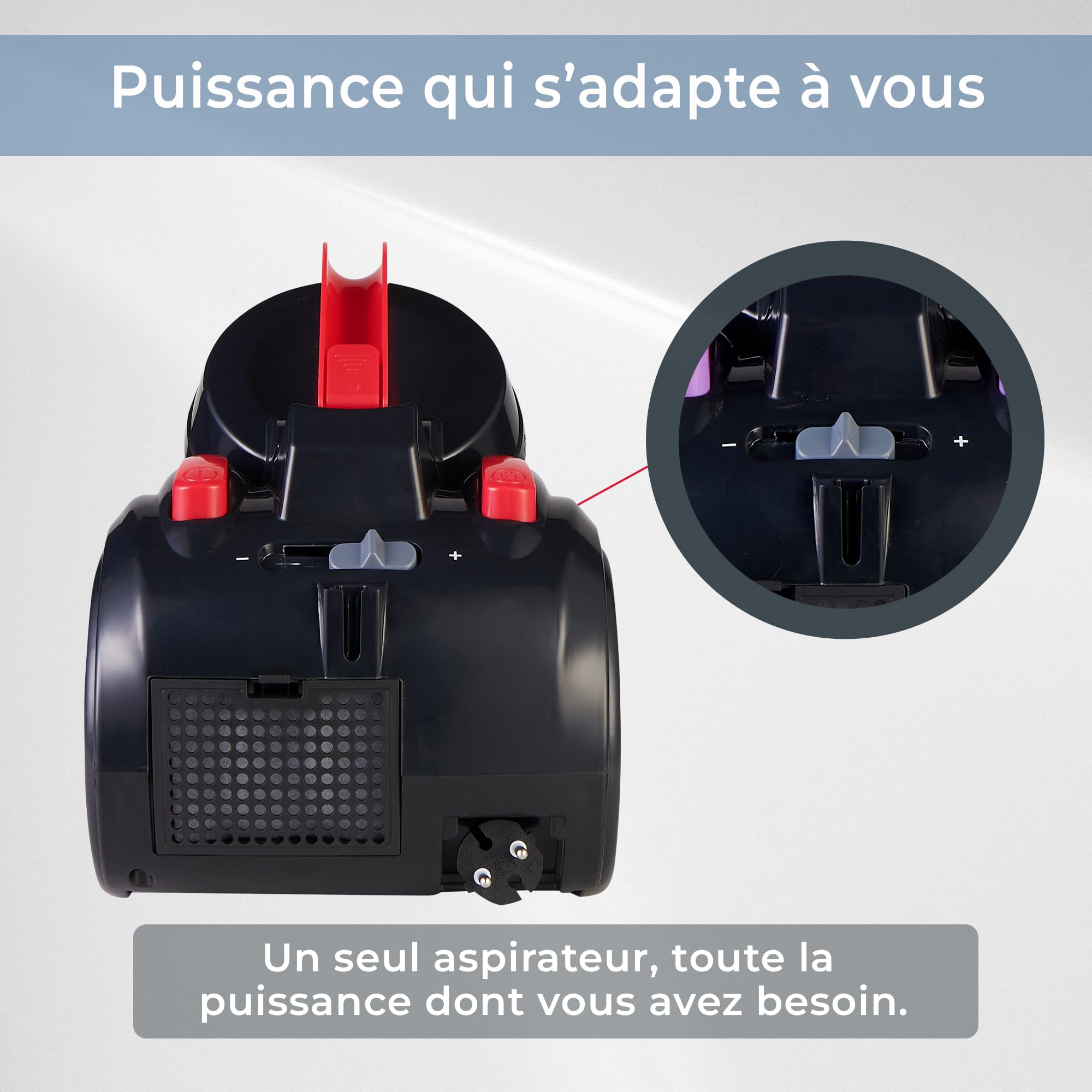 EFFEKTIV Aspirateur sans Sac GranTornado 1000X, MultiCyclonic 1200W Puissant Compact Aspirateur Traineau, Puissance 85000Pa, Capacité 2.5L, Silencieux 76dB, Filtre HEPA, Càble de 3m, Special Animaux