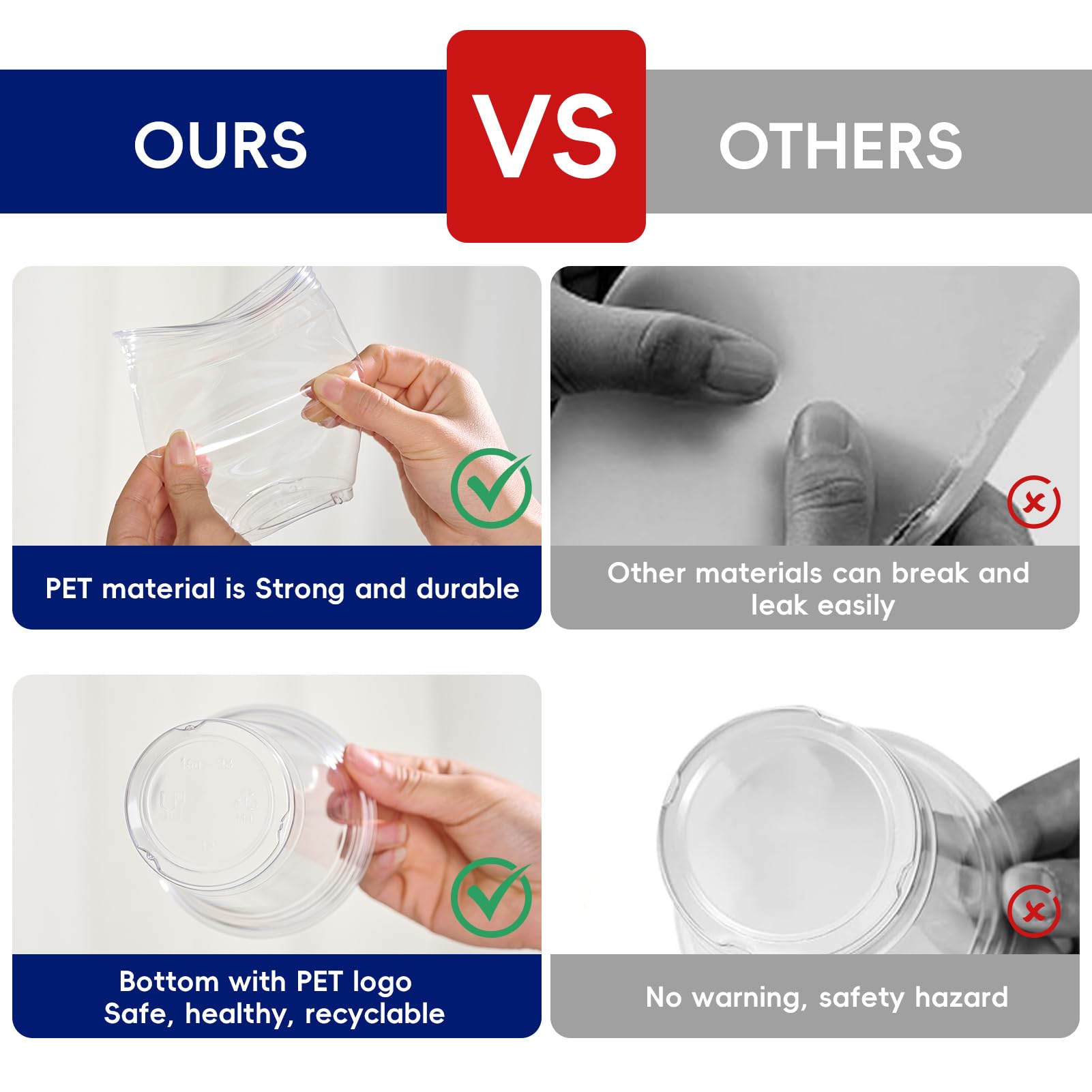 50 bicchieri di plastica usa e getta, 450 ml, molto resistenti