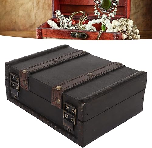 Miniatura 5 de Cofre de madera con cerradura Pequeña caja de almacenamiento decorativa de la vendimia