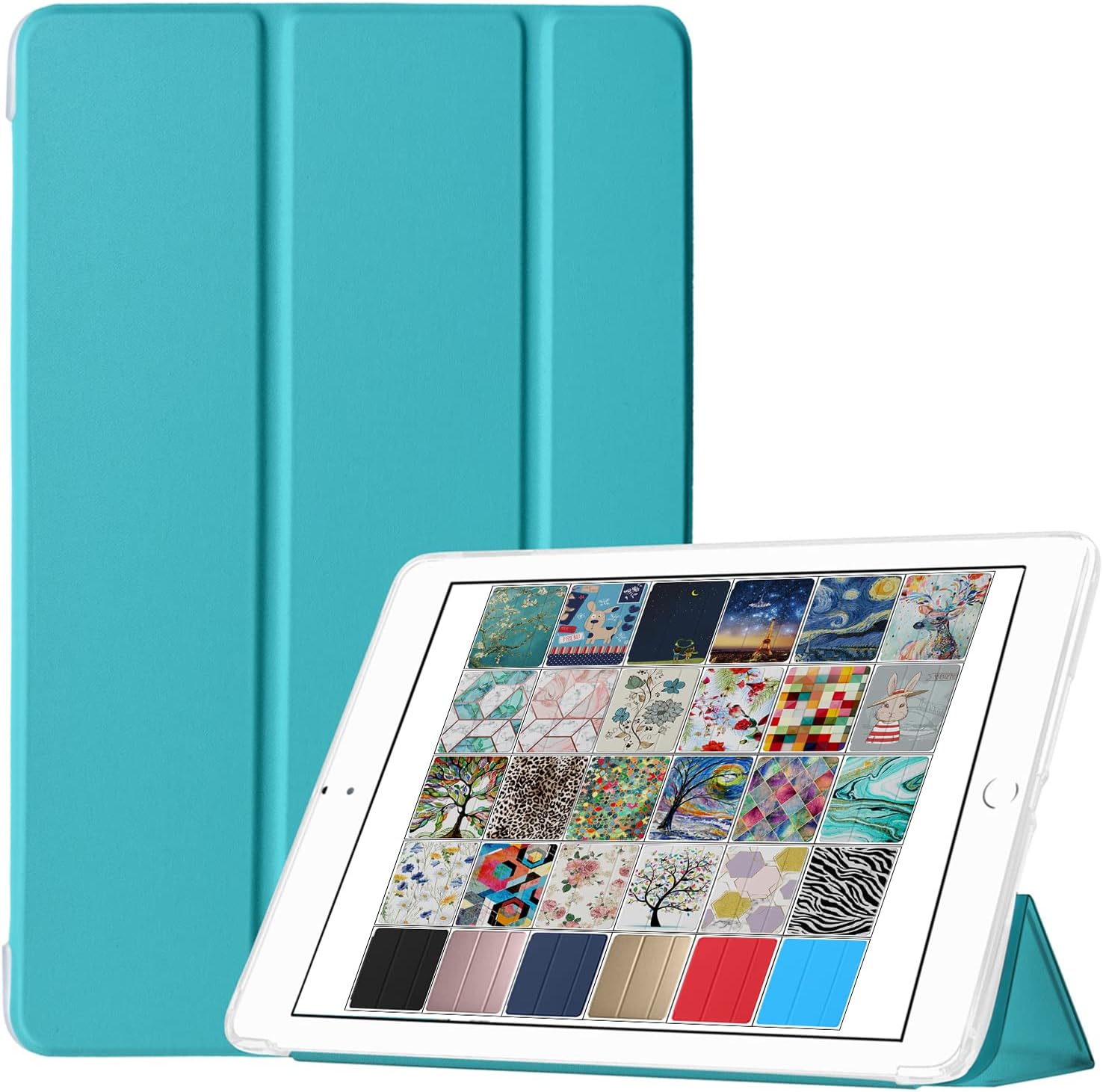 for iPad PRO 10.5 Air 3 [ PRO 10.5 Inch Air 3rd Gen ] A1701 A1709 A1852 A2152 A2123 A2153 A2154 Smart Trifold Lightweight Soft Silicone Transparent Front & Back Cover - Aqua