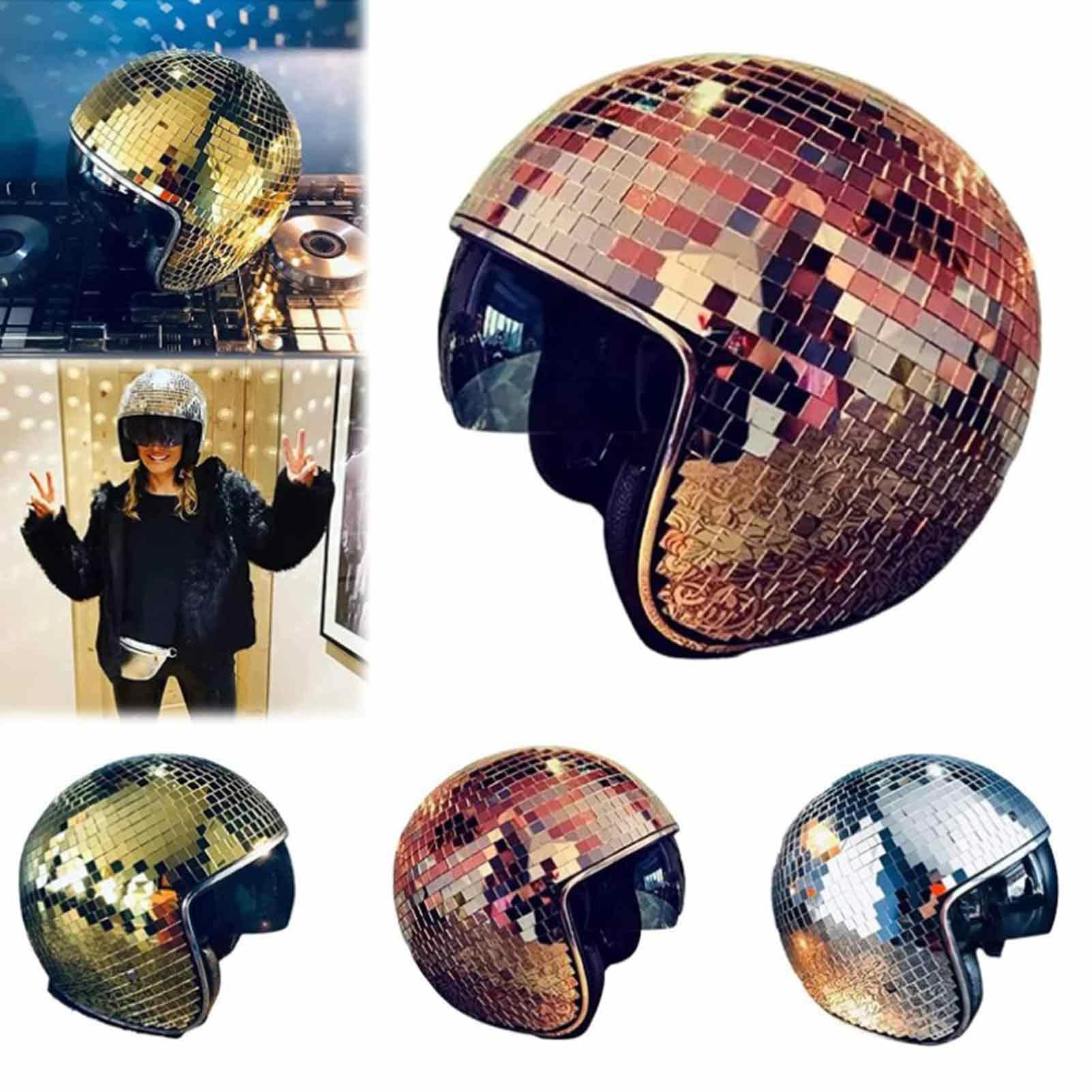 Discokugel Hüte, Disco Spiegel Hut, Glitzer Spiegel Glas Disco Ball Hut, DiscoKugel Spiegel Hut Mit Einziehbarem Sonnenschutz, Glas Disco Kugel Hut Für Club, Bühne, Bar(Silber)