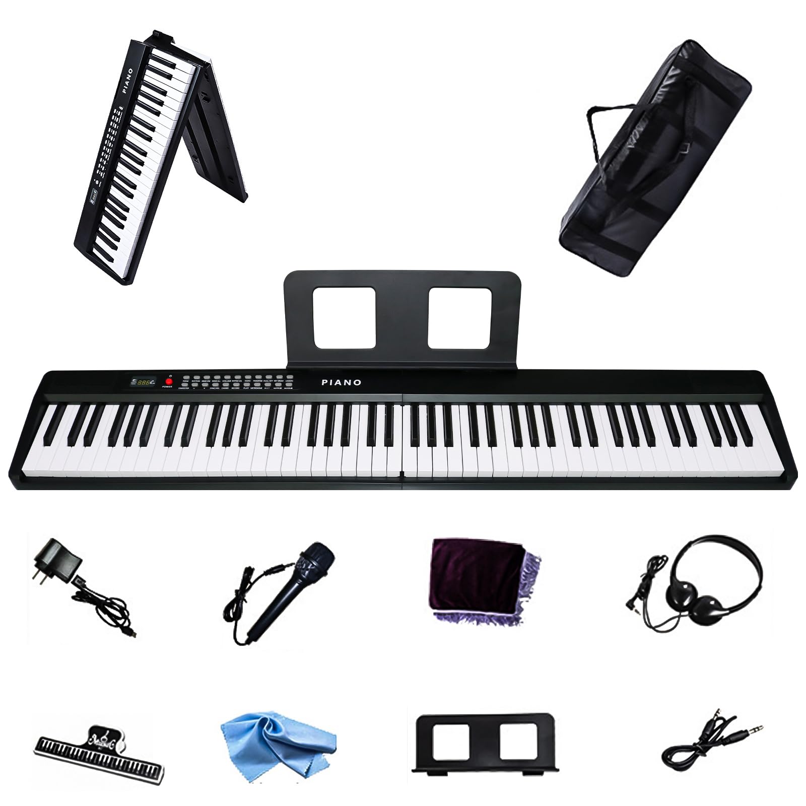 Piano Digital de 88 Teclas Tamaño Completo con Teclado Electrónico Semipesado