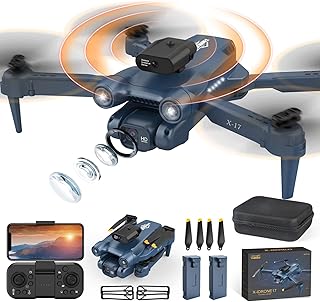 Drones with Camera for Adults, Beginners, FPV 1080P HD Video, 3D Flip, RC Drone Quadcopter with Altitude Hold with Optical Flow Positioning, Speed Adjustment, 2 Batteries, X-IDRONE17